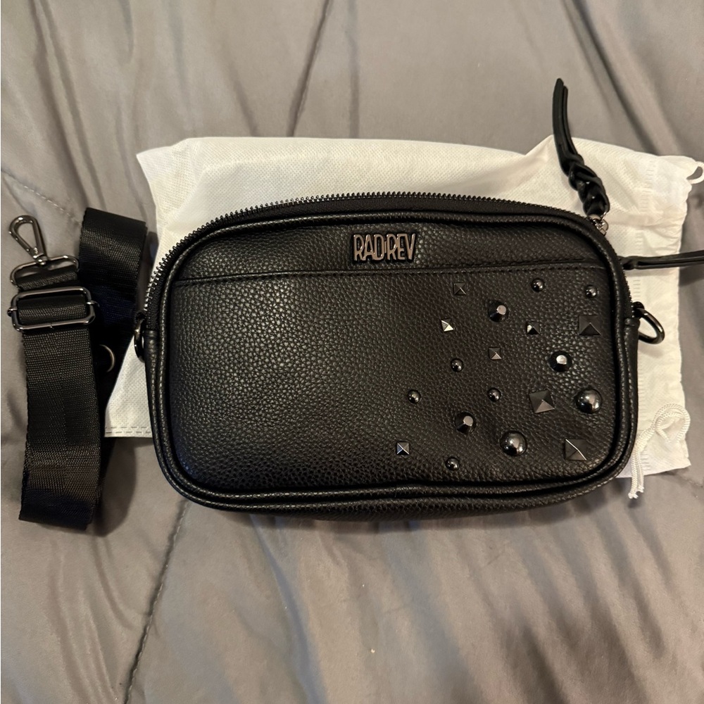 Rad rev studded sling black pebble new in pouch
